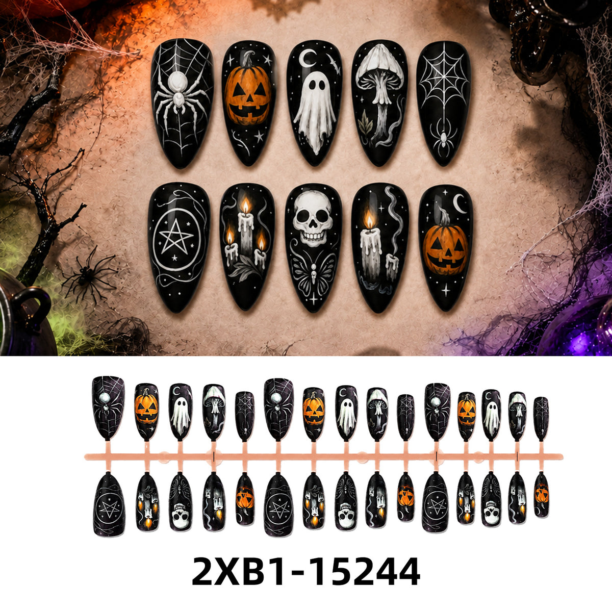 Kunstnagelset mit kreativen Halloween-Motiven Brehn