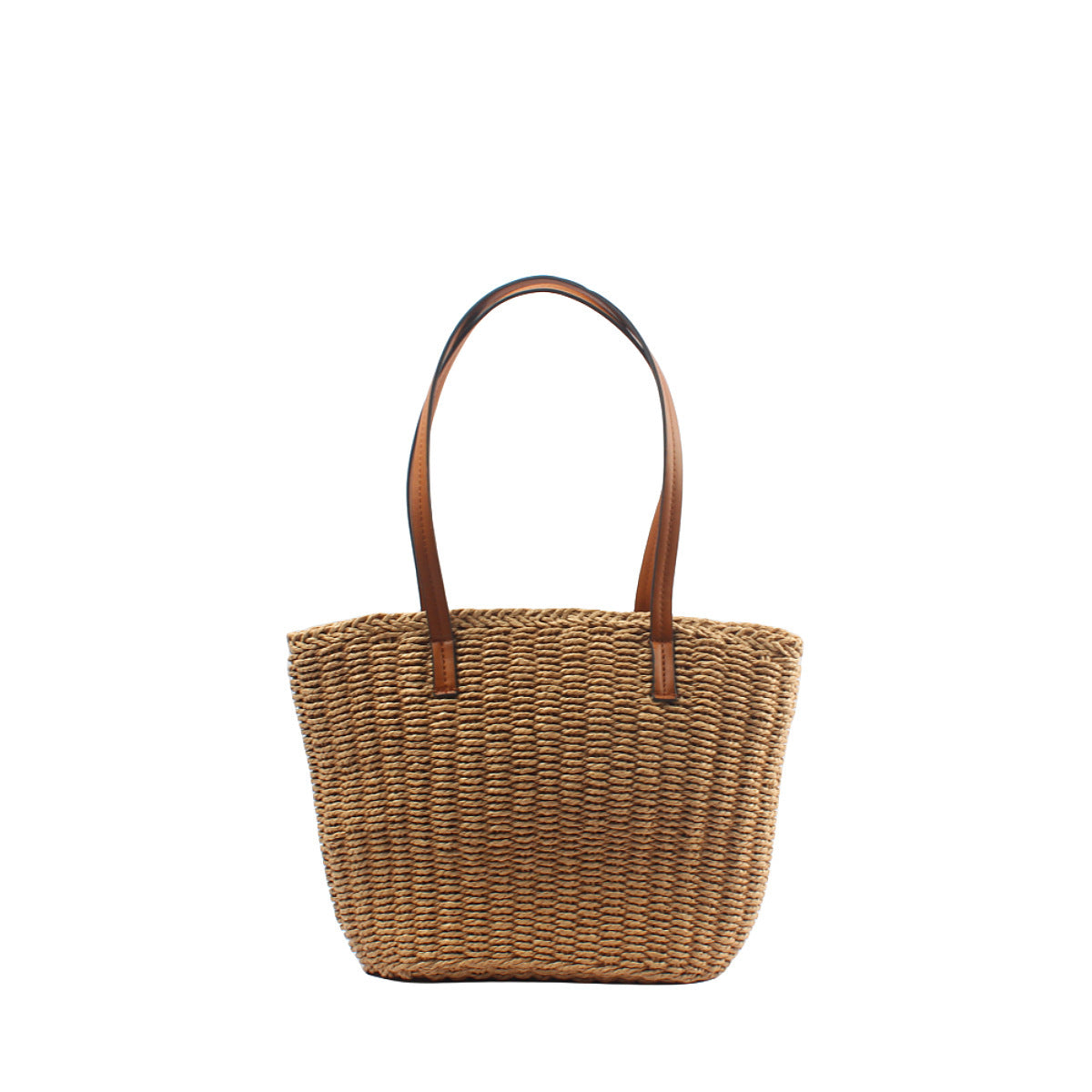 Natürliche Basttasche mit Eleganten Ledergriffen Brehn