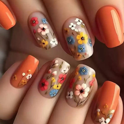 Blumenmuster Druck-On Nagelverstärkungen Brehn