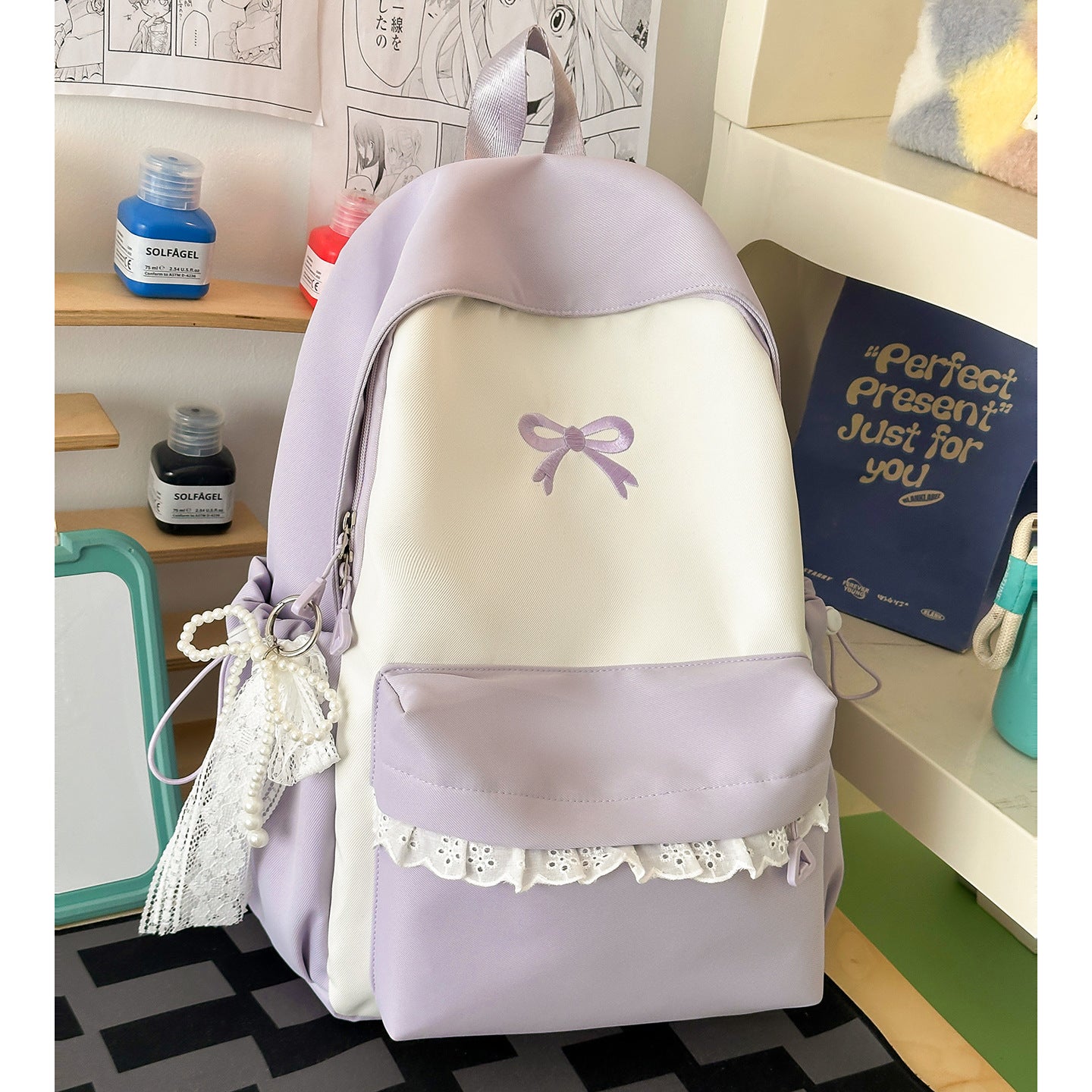 Niedlicher Rüschenschnalle Detail Schulrucksack