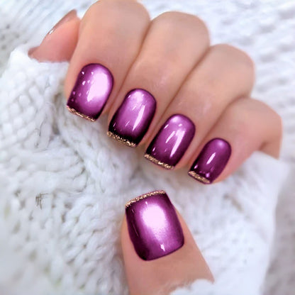 Künstlerisches Press-On-Nagelset mit glänzendem Ombre-Finish Brehn