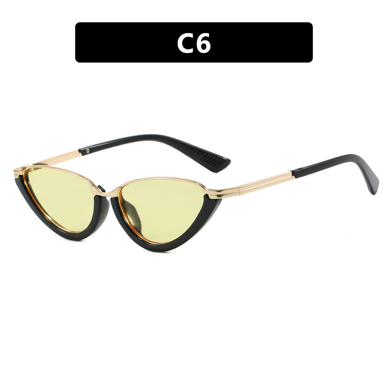 Damen futuristische Cat-Eye Sonnenbrille mit goldenen Akzenten Brehn