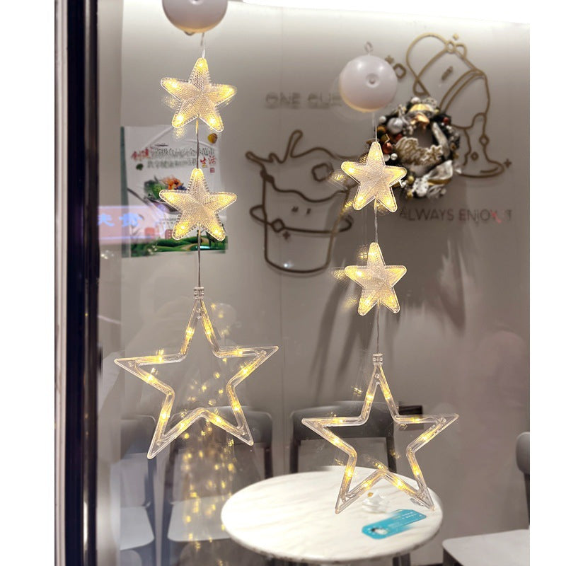 Brehn | Weihnachten 3teilig LED Lichtstern Hängend Baum Saugnapf Fenster Ornamente