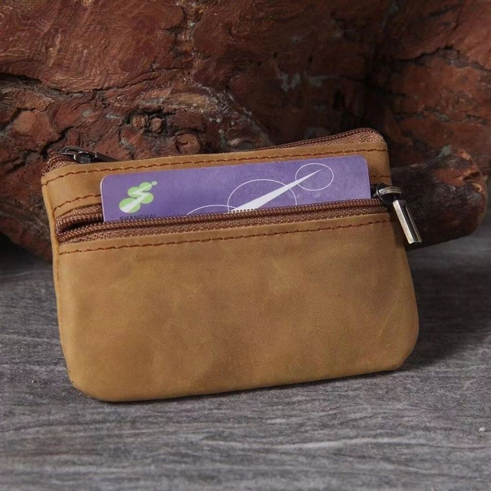Kompakte Leder Reißverschluss-Münztasche Brehn