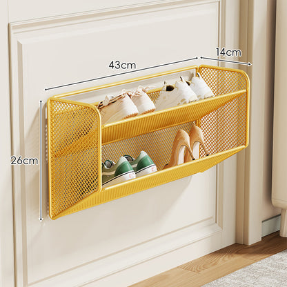 Wandmontierter Klappnetz-Schuhregal-Organizer für schlanke Eingänge