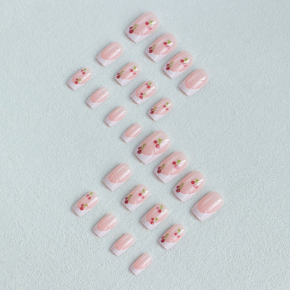 Kirschblüten Französischer Tipp Nagelkunstset