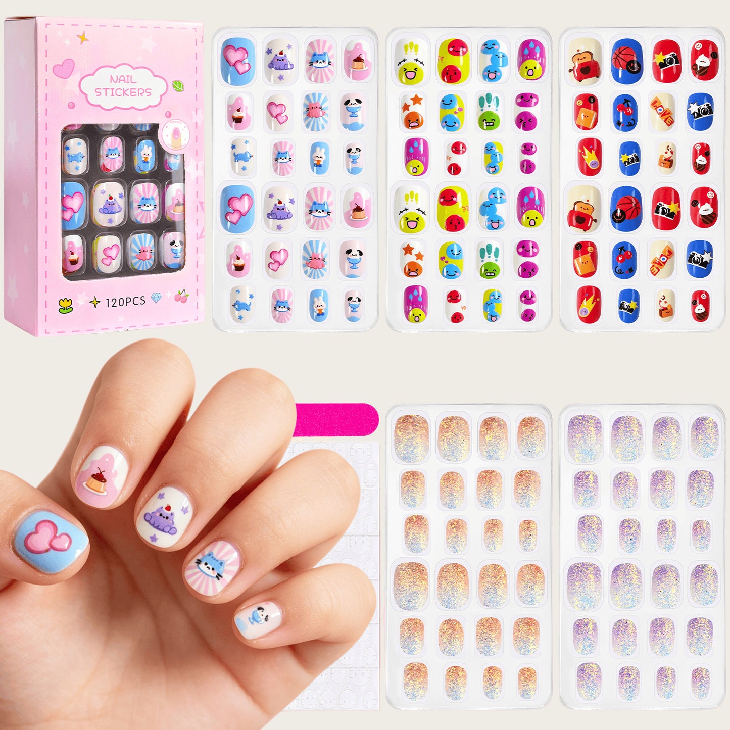 Kreatives Cartoon Nagelkunst Aufkleber Set Brehn