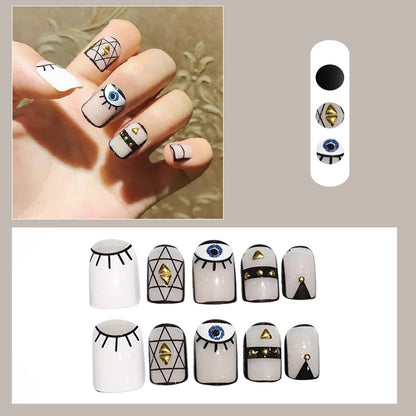 Künstlerische Press-On Nagelset mit Augenmuster