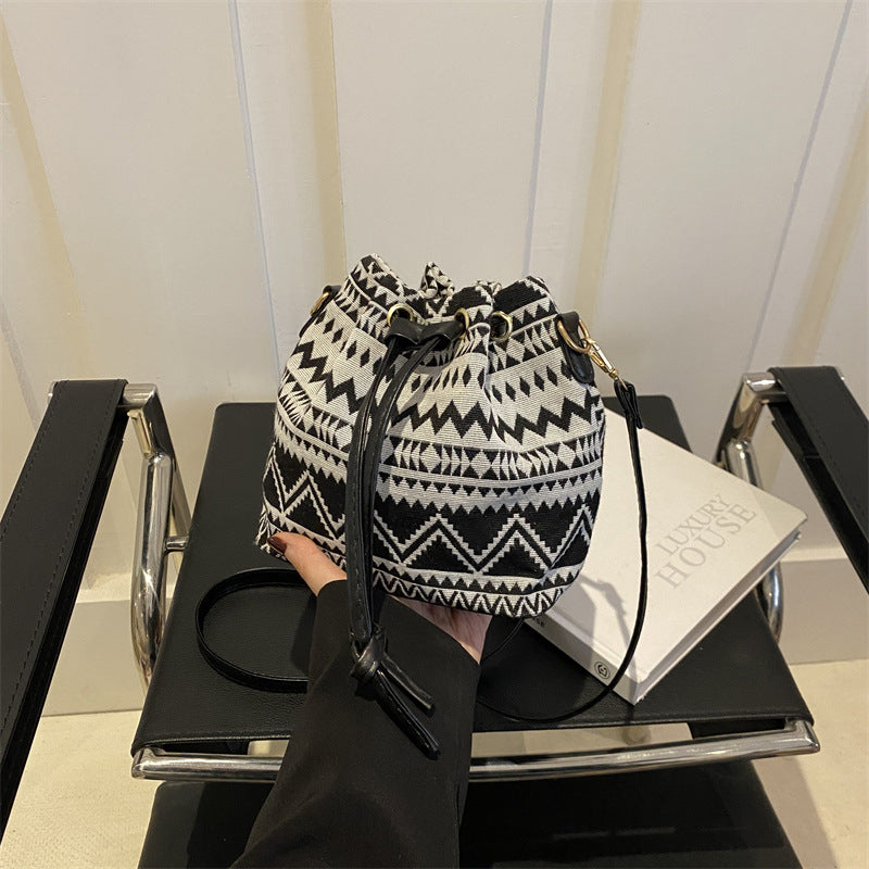 Bohemian-Stil Kordelzug Eimer Tasche