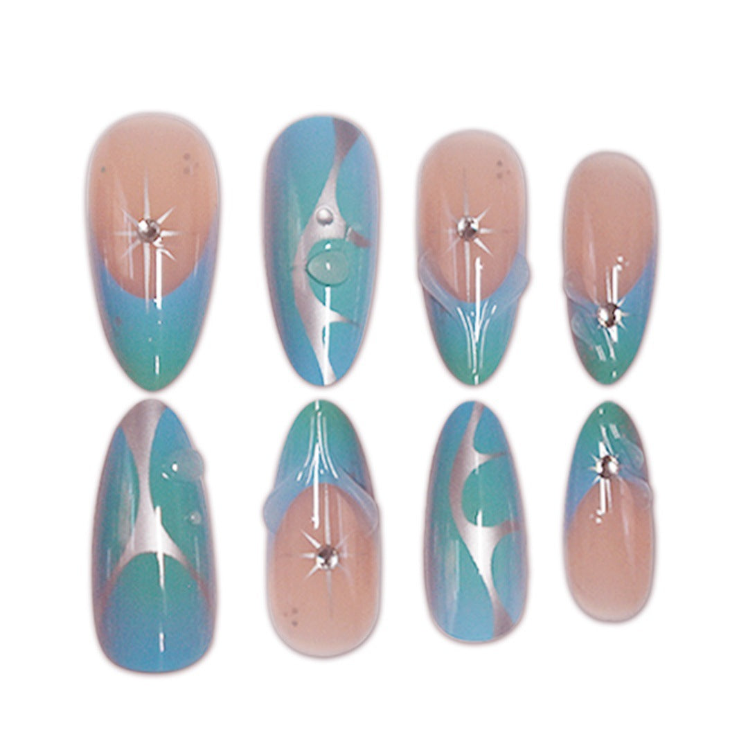 Künstlerische Stiletto Press-On Nagelverlängerungen mit einzigartigem 3D-Design Brehn