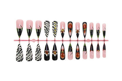 Kunstnagelset mit elegantem Blumen- und Tiermotiv Brehn