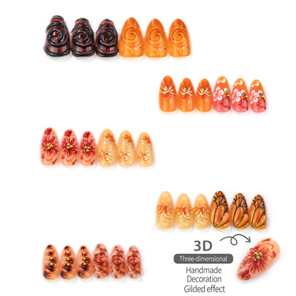 Handgemaltes saisonales Press-On Nagelkunstset