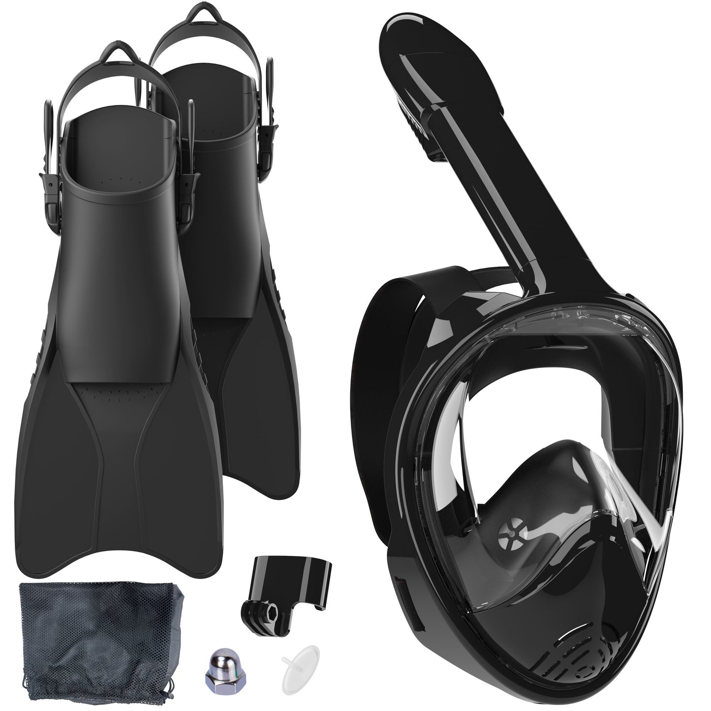 Schnorchelset mit Vollgesichtsmaske und Hochwertigen Flossen Brehn