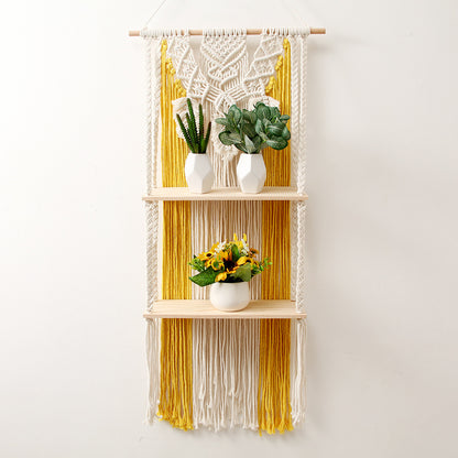 Macramé Wanddeko mit Regalen Brehn