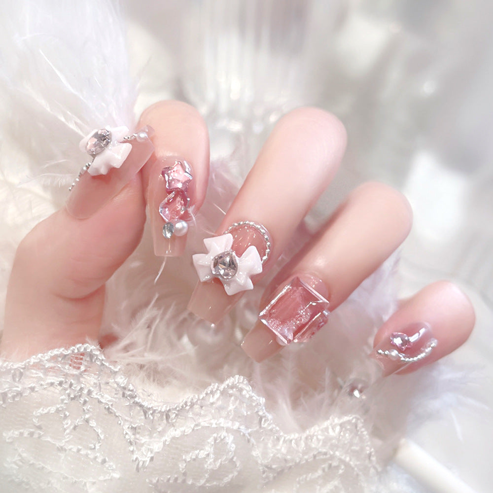 Künstlerisches 3D-Blumen-Press-On-Nagelset Brehn