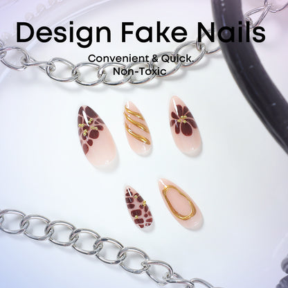 Kunstnagelset mit eleganten Blüten- und Goldakzenten Brehn