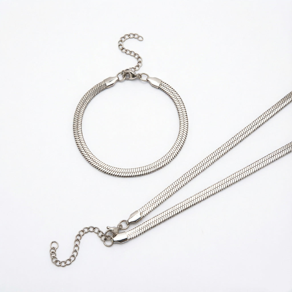 Elegantes Fischgrätenkette Schmuckset Brehn