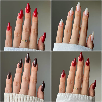 Kunstnagelset mit eleganten Stiletto-Spitzen und mattem Finish Brehn
