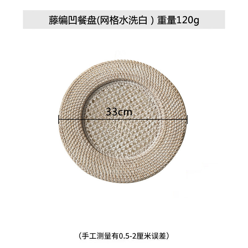 Damen runder Servierteller aus handgewebtem Naturmaterial Brehn