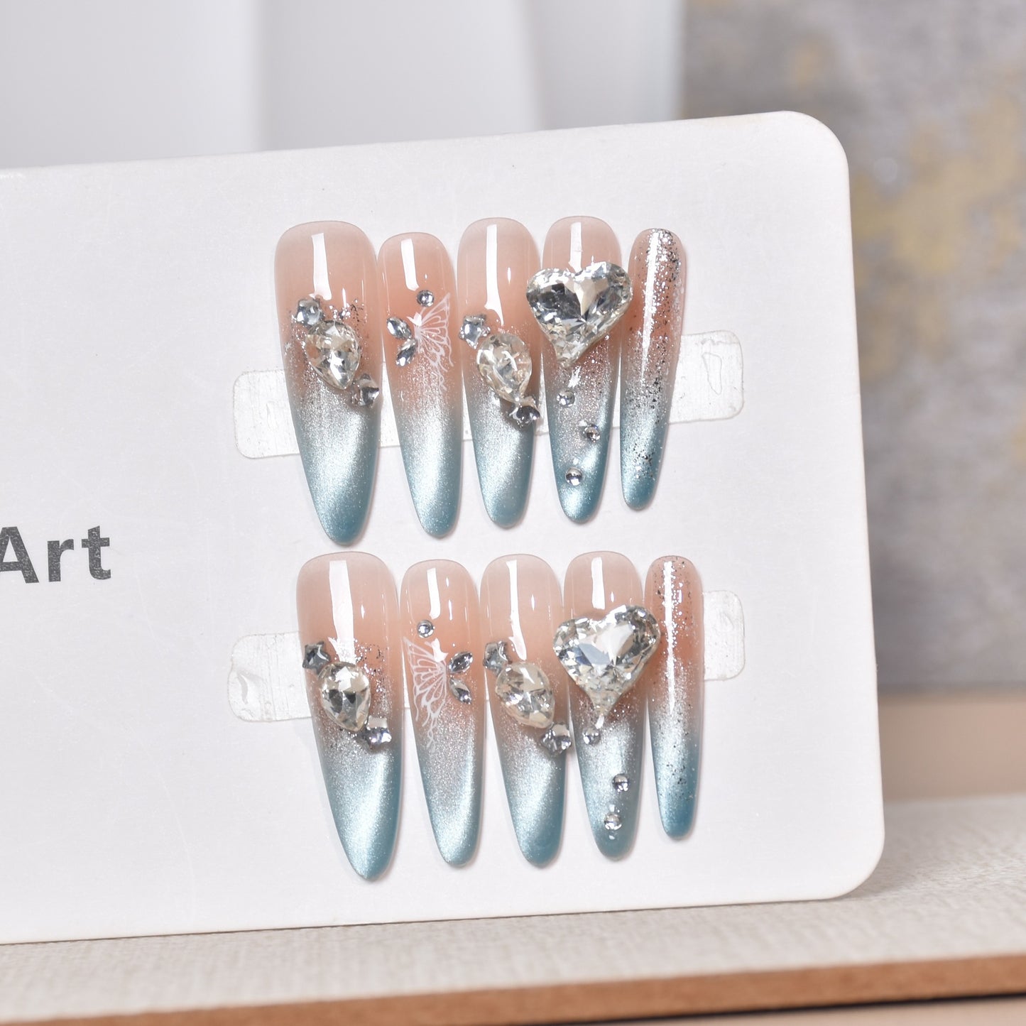 Künstlerische Kristall-verzierte Press-On Nagelkunst Brehn