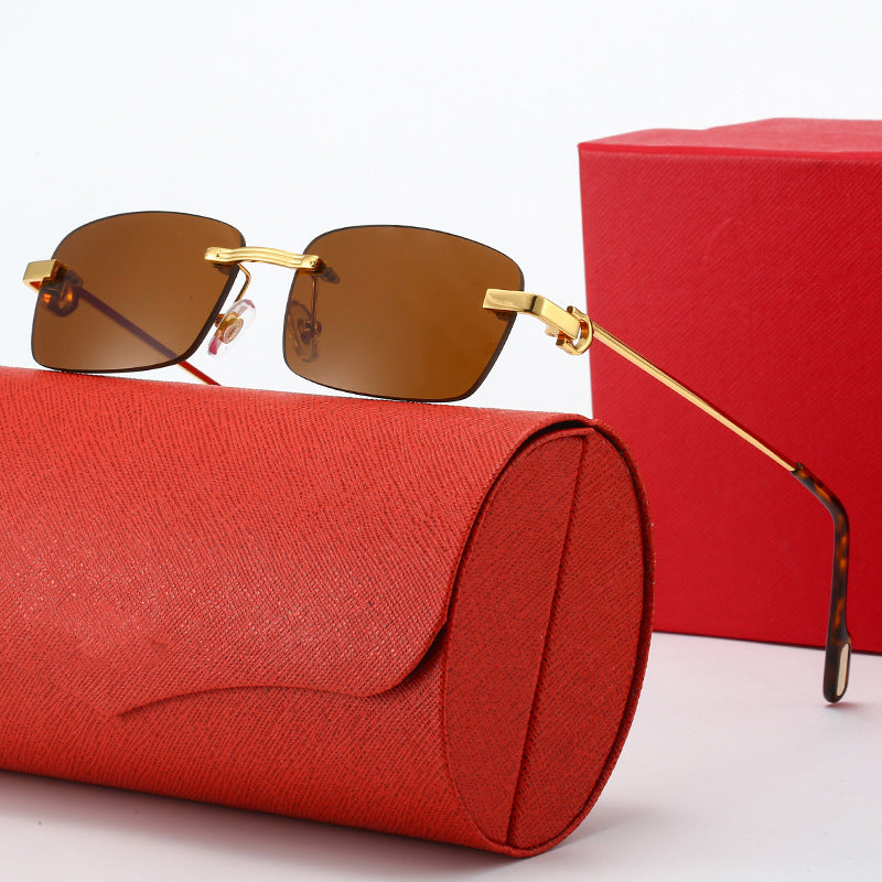 Damen modische rechteckige Sonnenbrille mit filigranem Metallrahmen Brehn