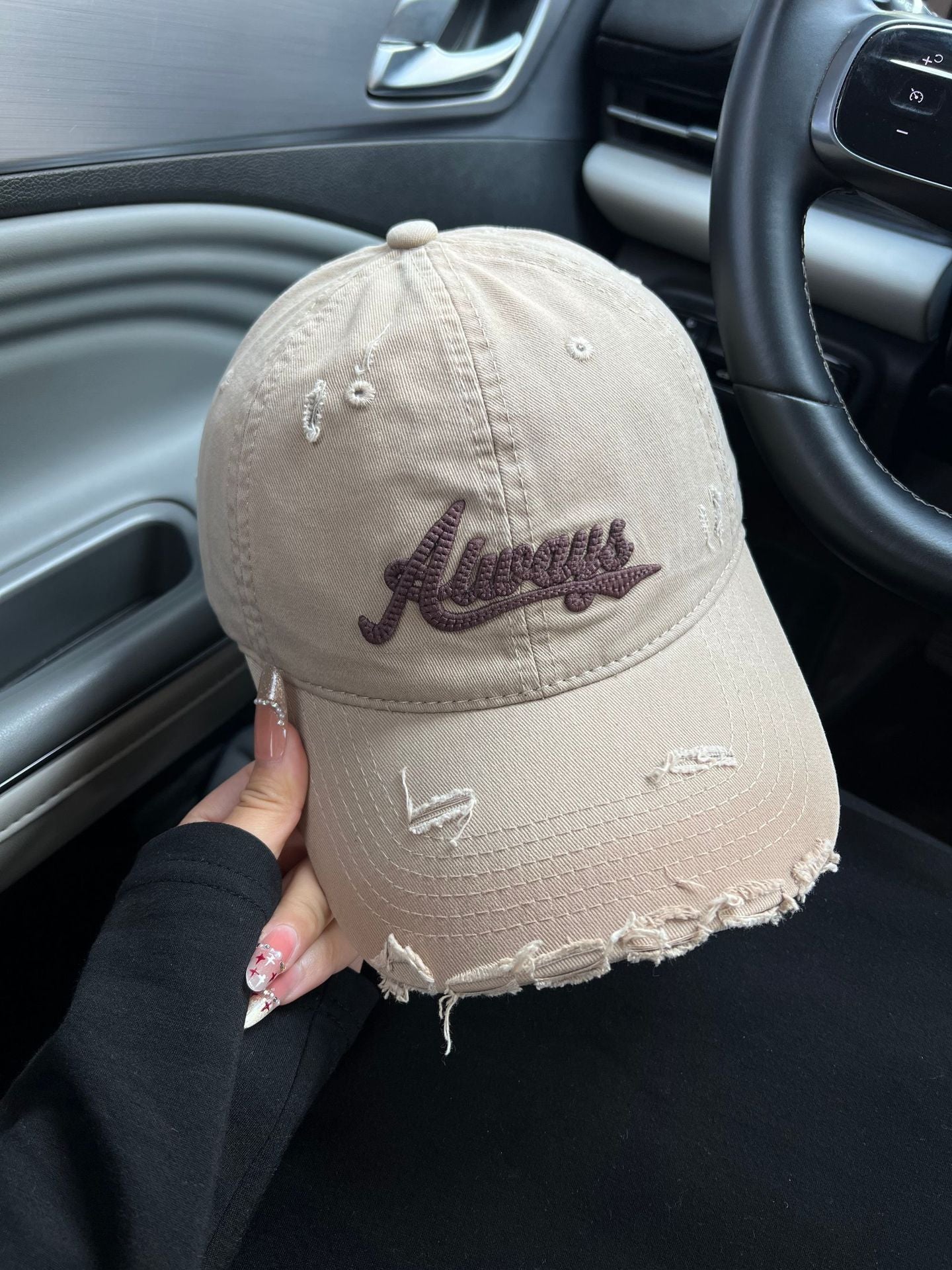Damen Distressed Graphic Baseball Cap Brehn