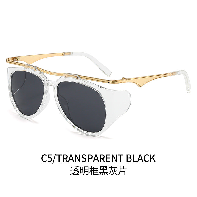Damen Modische Sport-Sonnenbrille mit Oversized-Rahmen und goldenen Akzenten Brehn