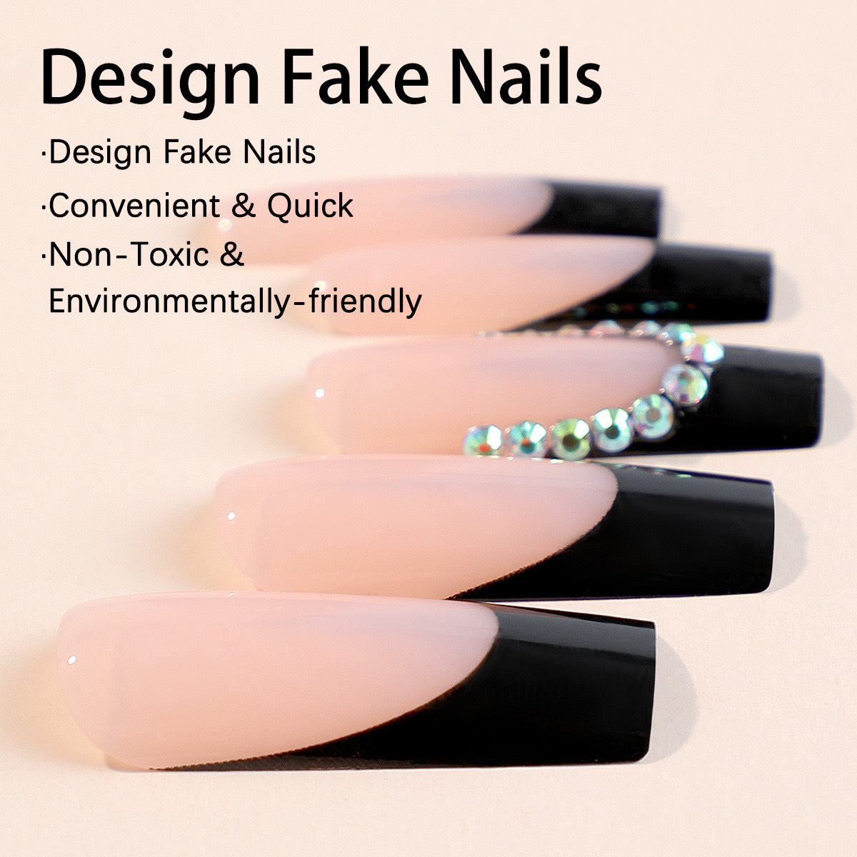 Kunstnagelset mit eleganten Strassverzierungen und stilvollem Hochglanz Brehn