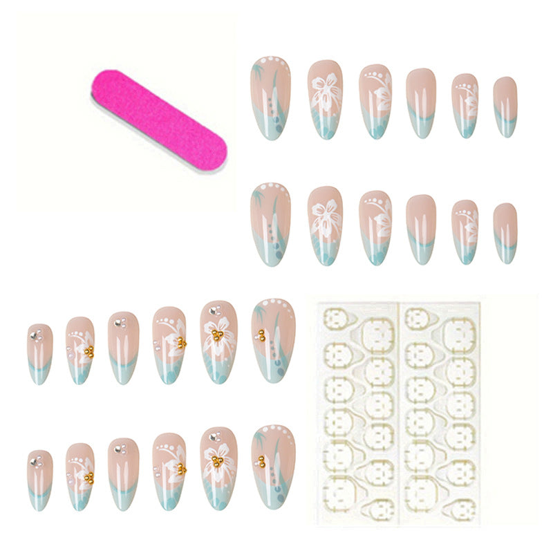 Künstlerisches Florales Press-On Nageldesign Set