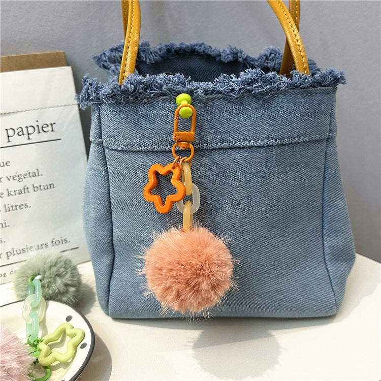 Niedlicher Flauschiger Pom-Pom Schlüsselanhänger Brehn