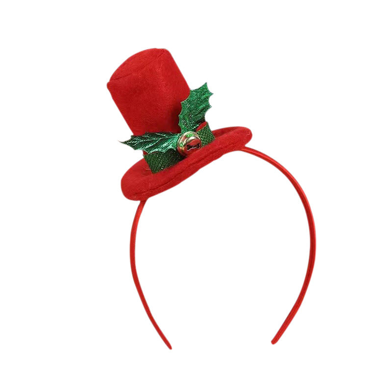 Weihnachts-Haarreif mit Weihnachtsmannhut und Pflanzenmotiv