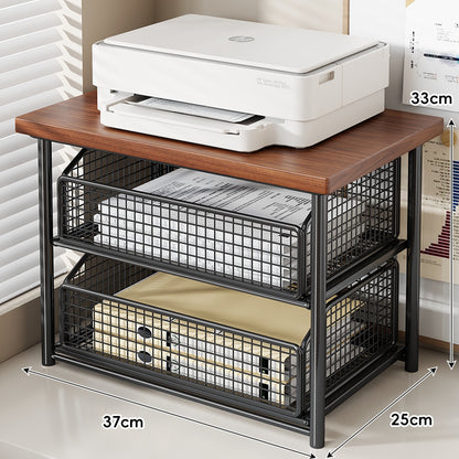 Desktop-Drucker- und Büromöbel-Riser mit Holzoberfläche und schiebbarer Netzschublade