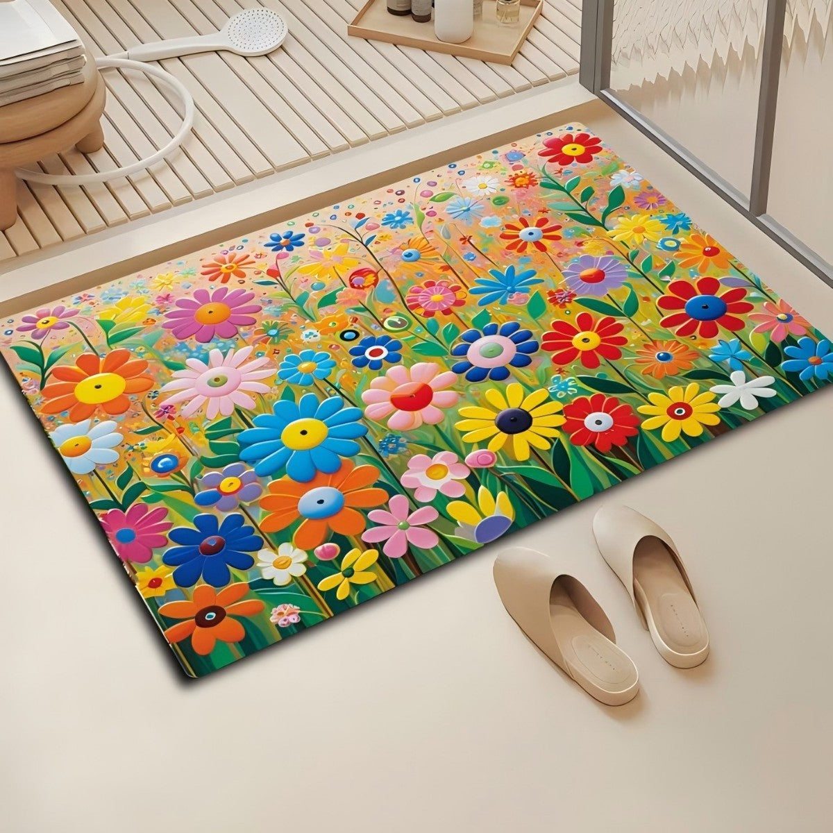 Florales Design Badezimmermatte Brehn