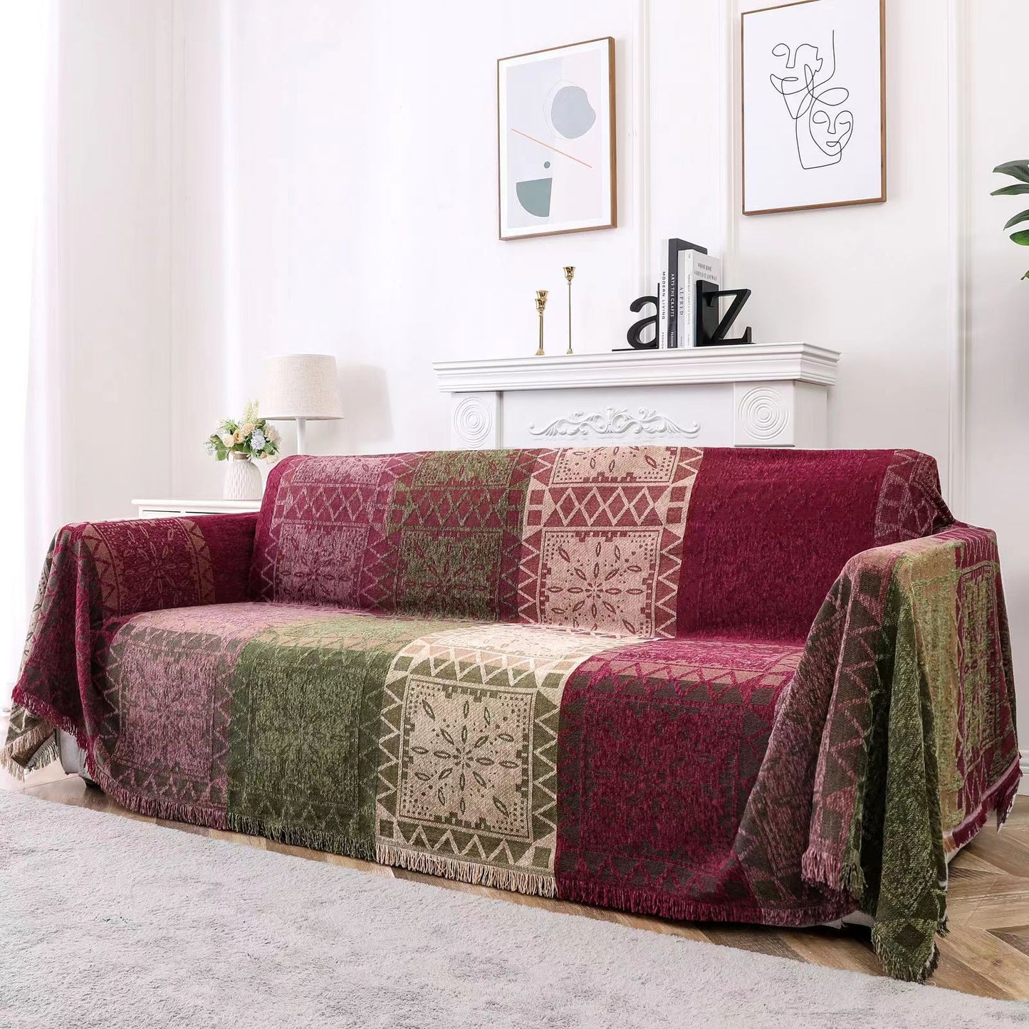 Geometrisch gemustertes dekoratives Sofaüberwurf