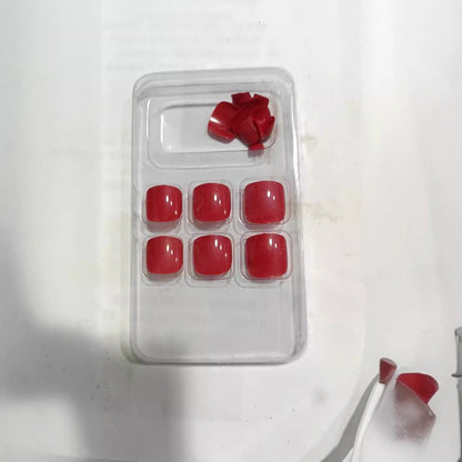 Premium Glatte Quadrat Press-On Nagelset Brehn
