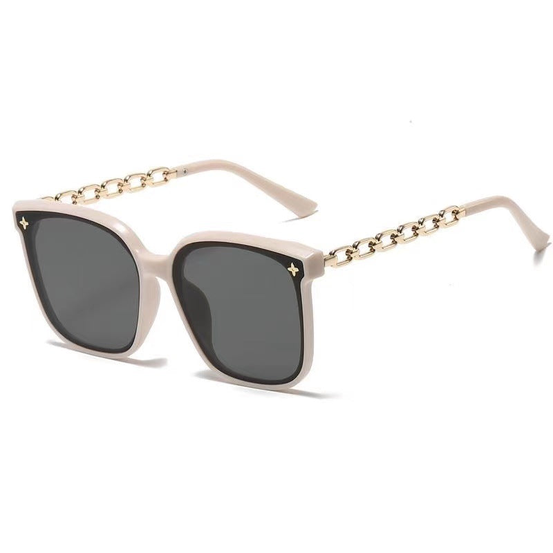 Damen extragroße Sonnenbrille mit modischem Kettenrahmen Brehn