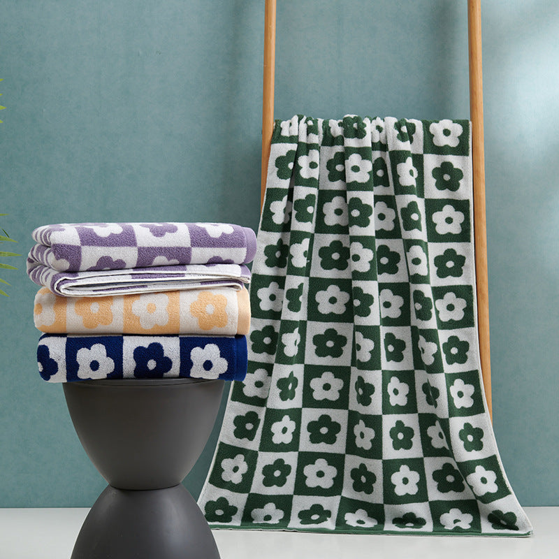 Damen Luxuriöses Frottee-Badehandtuch mit Blumenmuster Brehn