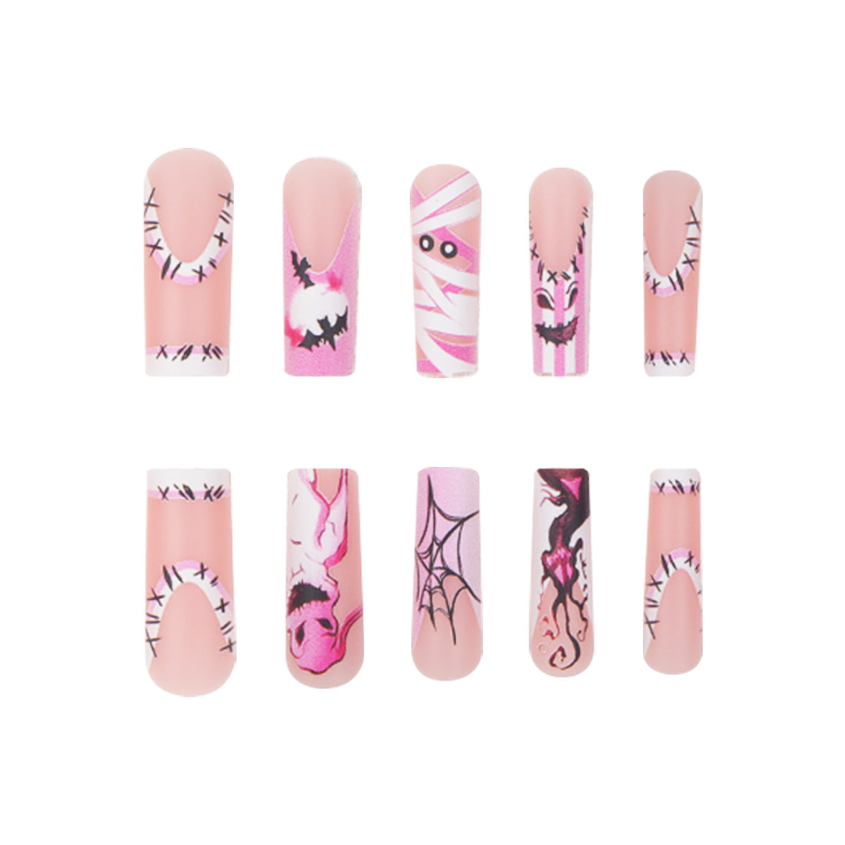 Theatralische Halloween-Themen Lange Press-On Nägel Brehn