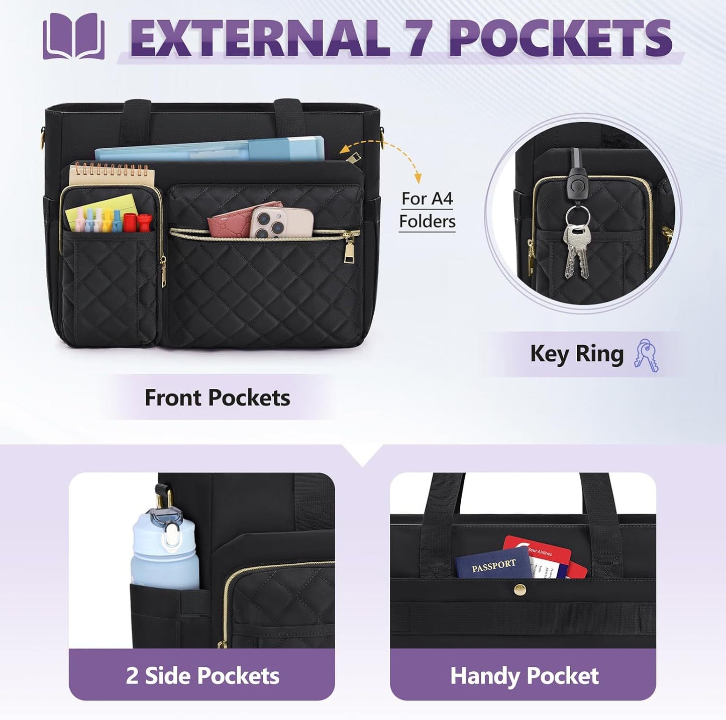 Gepolsterte Multifunktionale Handtasche mit Organizer Brehn