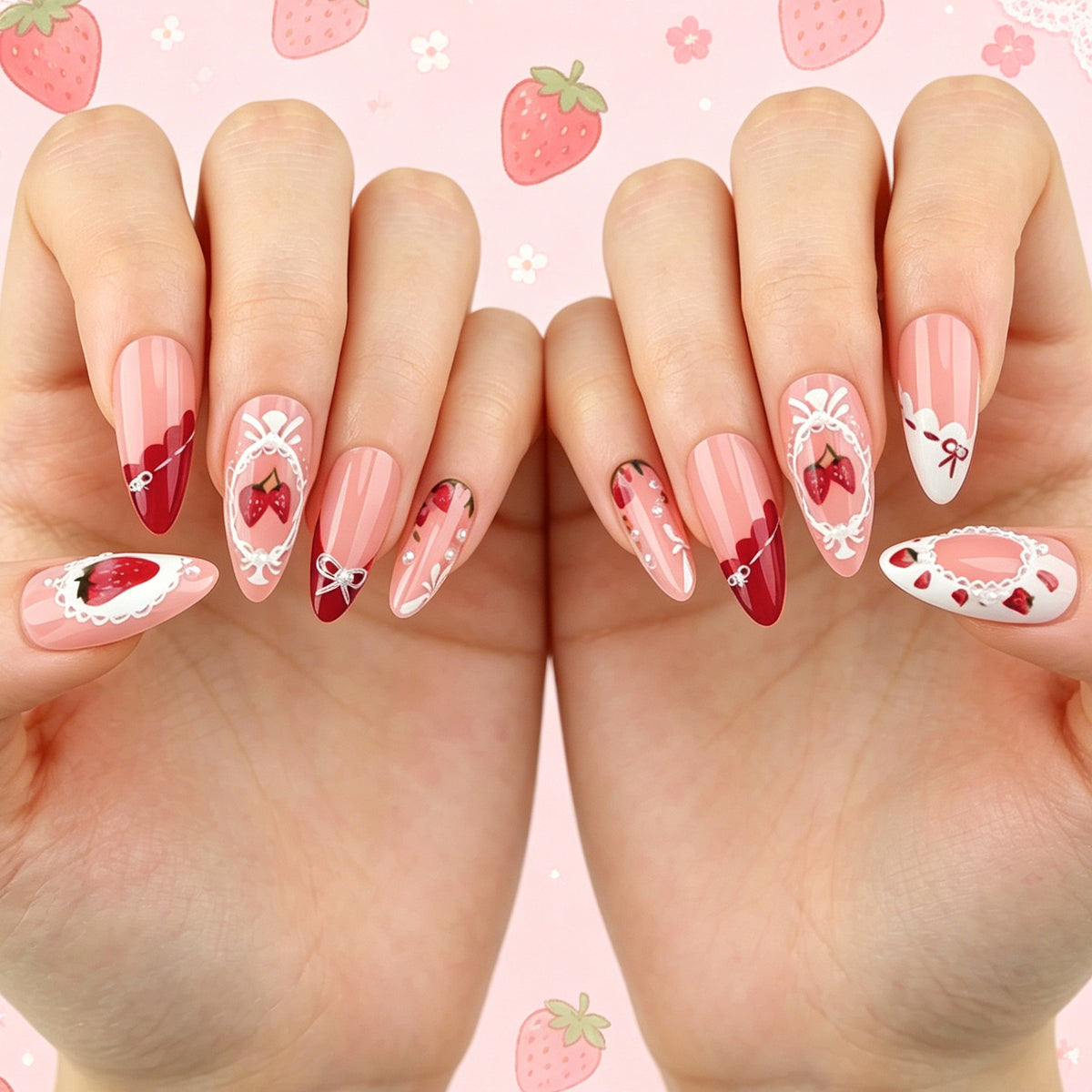 Erdbeer-inspirierten Nagelkunst Brehn