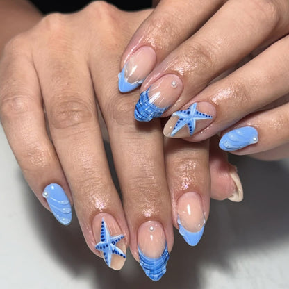 Ozean-inspiriertes 3D-Nagelkunst-Design Brehn