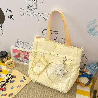 Stylische Multi-Taschen Stern-Applikation Rucksack Brehn