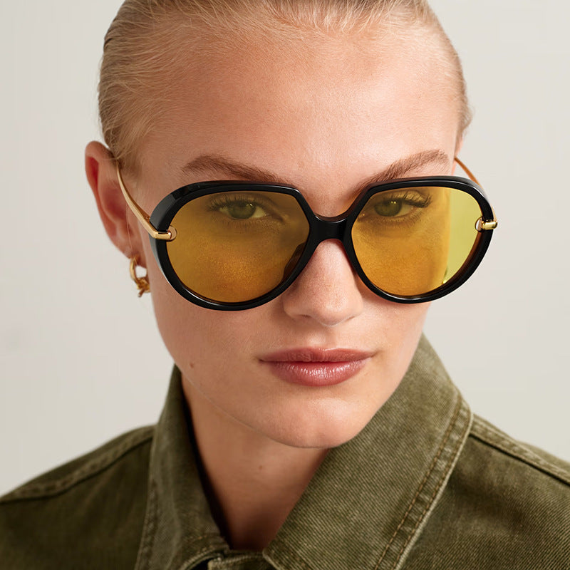 Damen Cat-Eye Sonnenbrille mit blendfreiem UV-Schutz und luxuriösem Metallrahmen Brehn