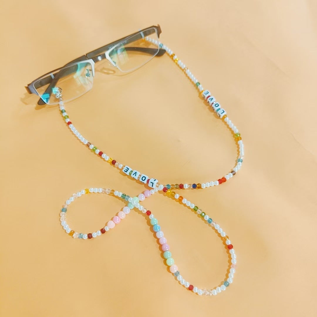 Brillenhalterkette mit Bunten Perlen Brehn