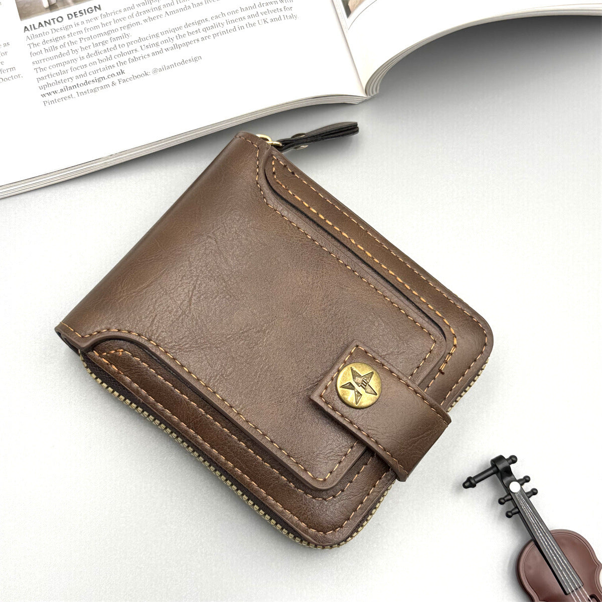 Stylische Leder Reißverschluss Geldbörse