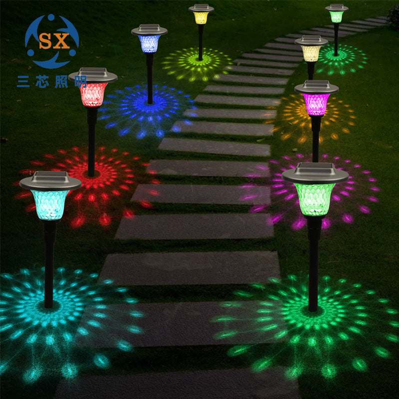 Solar-LED-Projektionsweg Stake Lights mit farbwechselndem Kristallobjektiv und Dämmerungs-zu-Dawn-Sensor Brehn