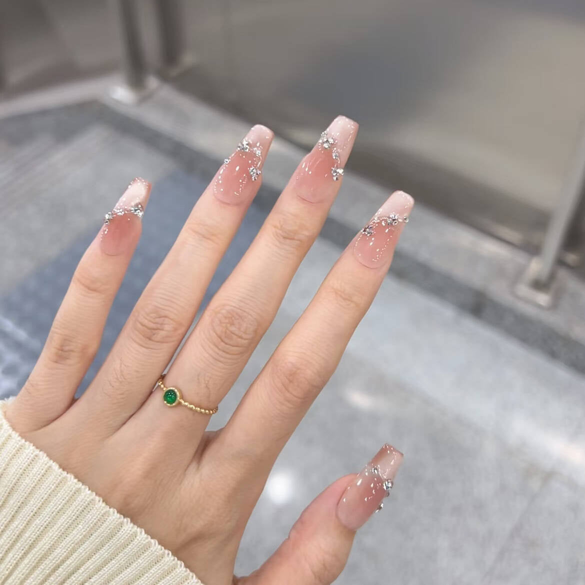 Premium mit Strass veredelte Press-On Nägel Brehn