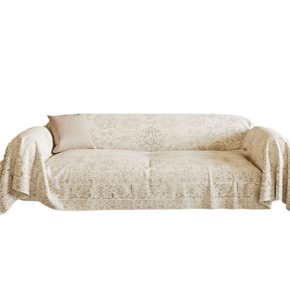 Vintage-Inspired Linen-Blend Reversible Sofa Throw Slipcover