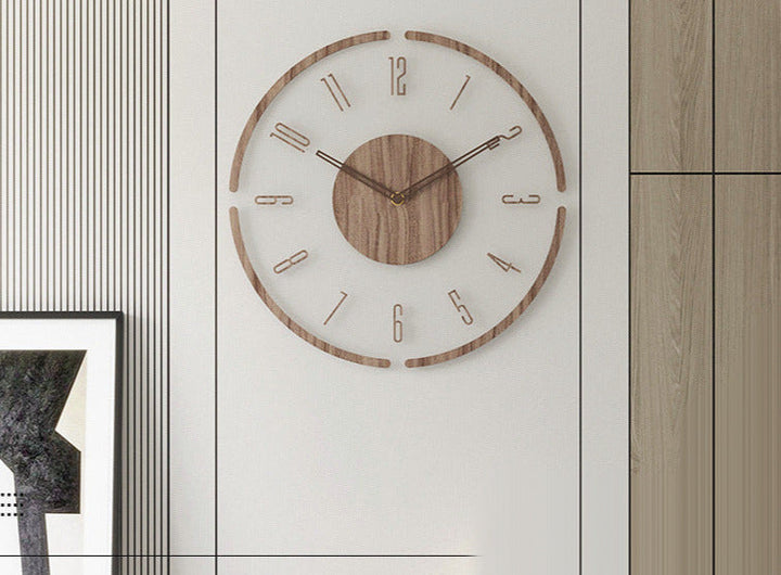 Nordic Silent Wanddekoration Uhr Aus Echtem Holz, 35 cm | Lautlos und Stylisch | Brehn