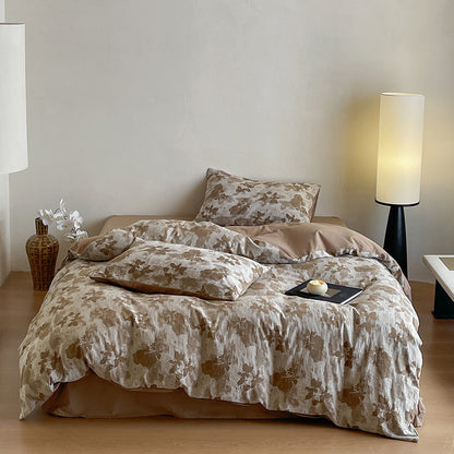 Luxuriöses Baumwoll-Bettwäsche-Set mit abstraktem Floralem Druck und Wendefunktion